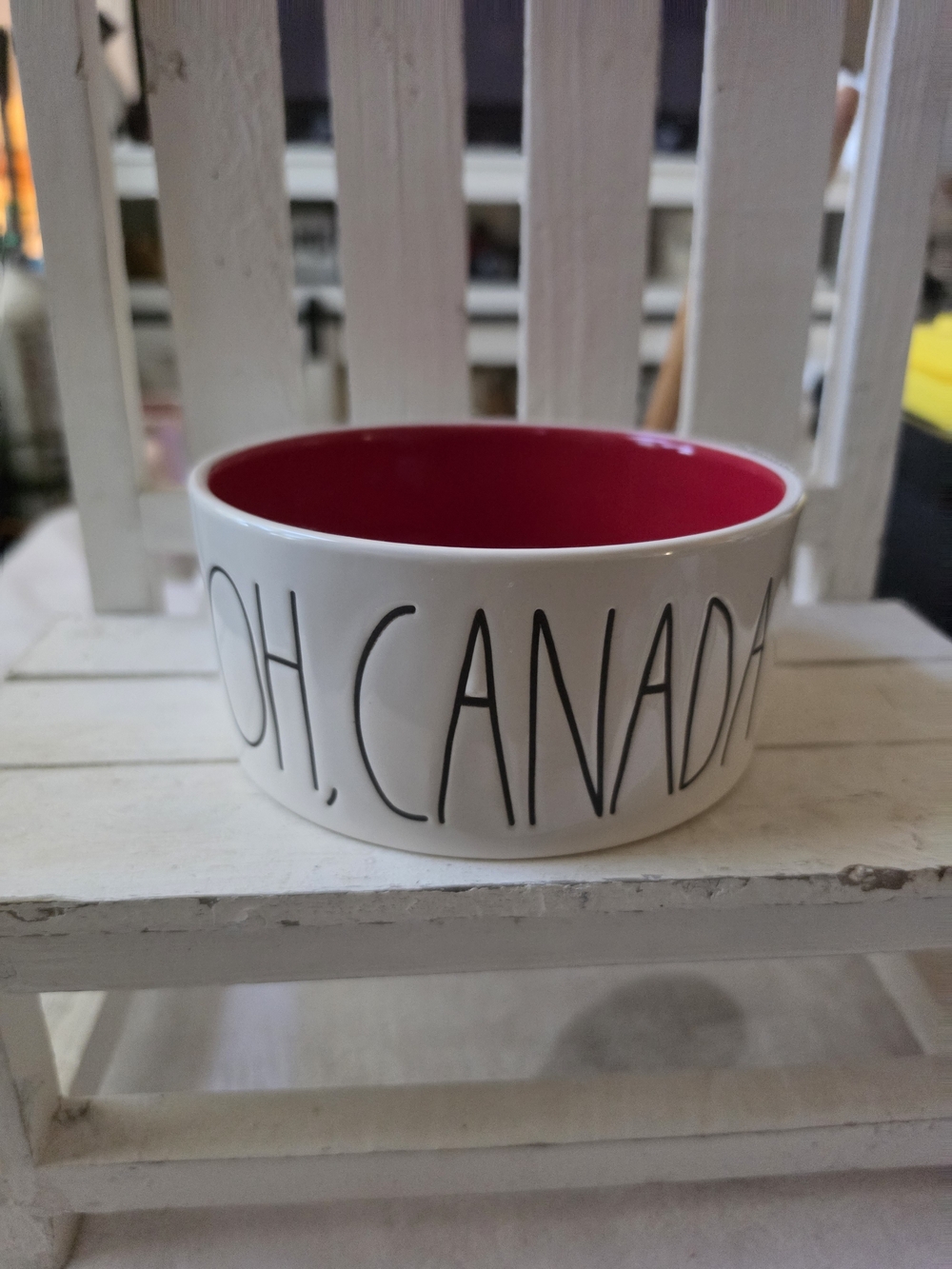 Rae Dunn Oh Canada Dog Bowl